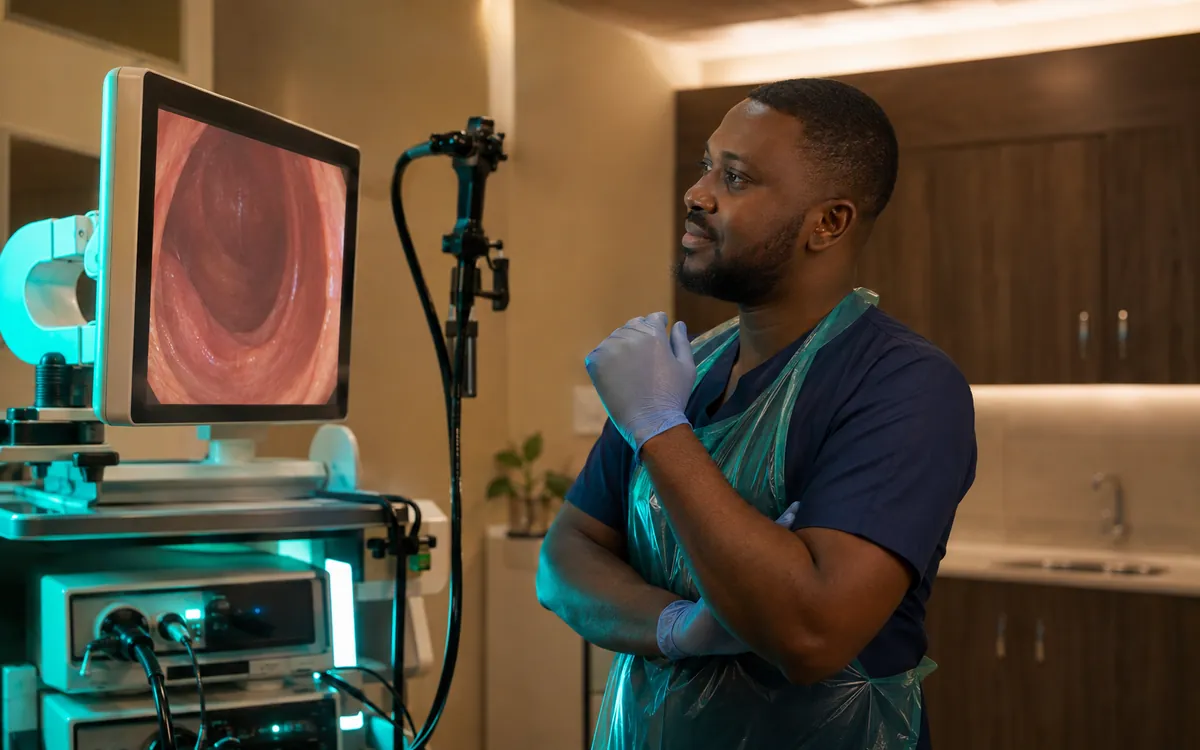 Colonoscopy procedure room at an endoscopy centre in Lagos