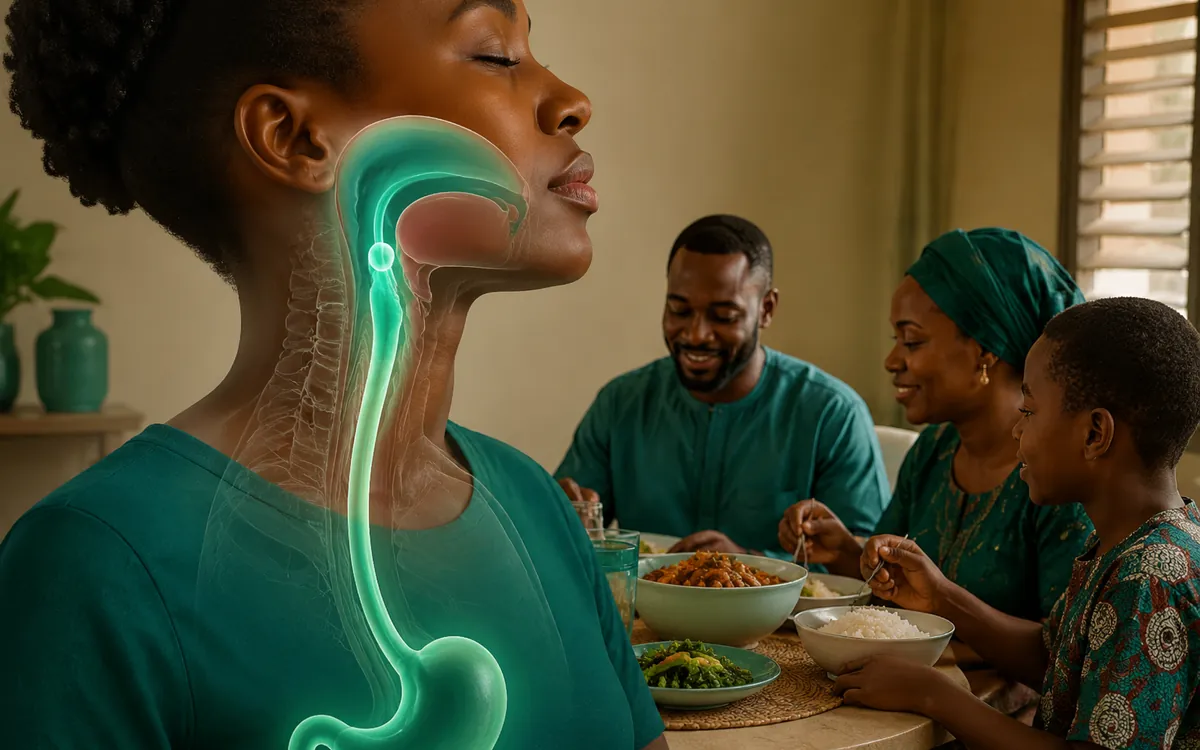Medical illustration of the oesophagus and swallowing